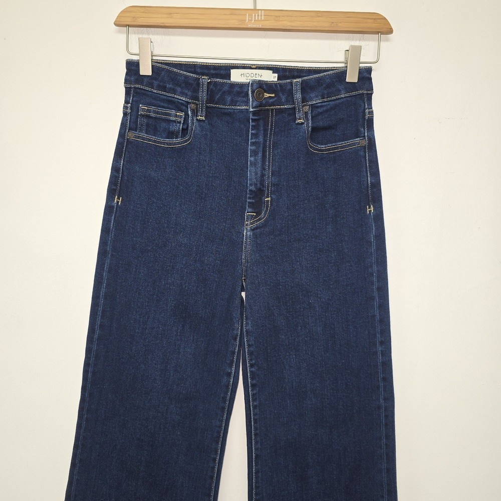 Hidden Happi Jeans Women's Dark Wash Size 27 High Rise Comfort Wide Leg Stretch - Picture 2 of 10